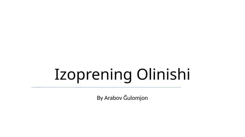 Izoprening Olinishi