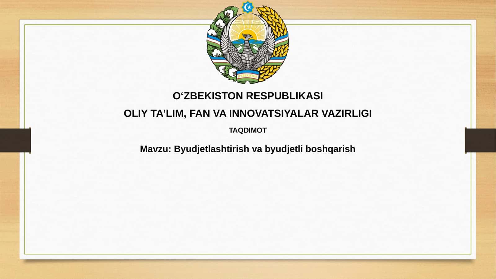 Byudjetlashtirish vabyudjetliboshqarish