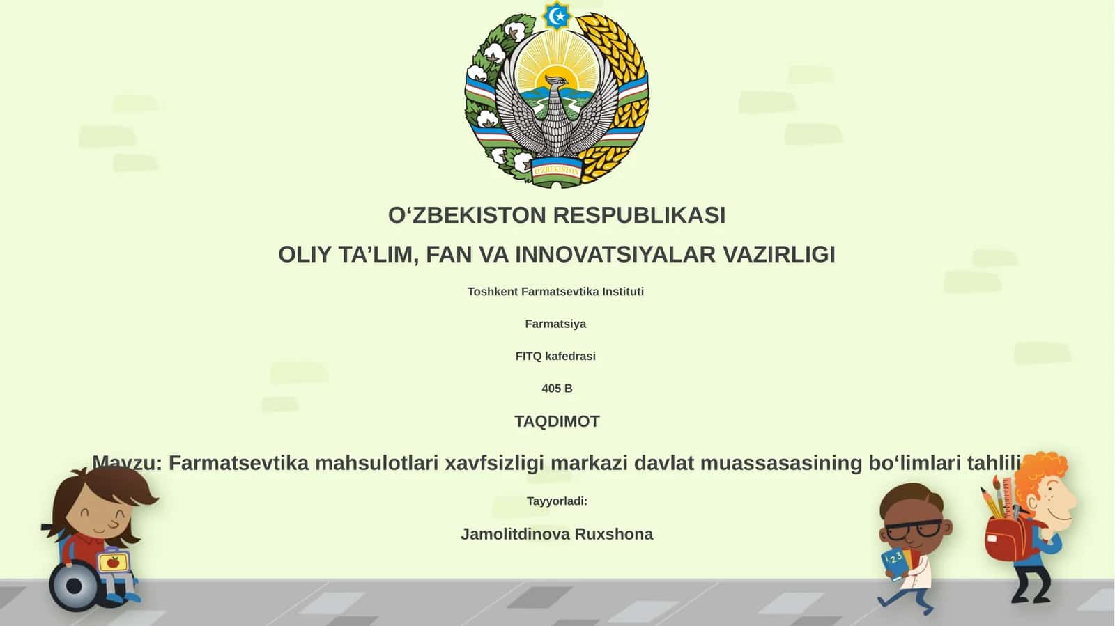 Farmatsevtika mahsulotlari xavfsizligi markazi davlat muassasasining bo‘limlari tahlili