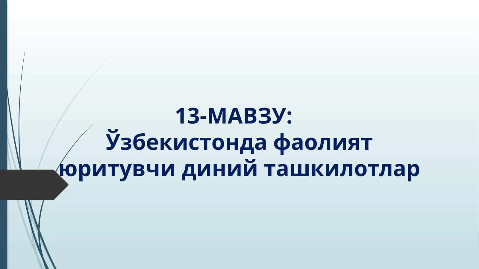 13-МАВЗУ:Ўзбекистондафаолиятюритувчидинийташкилотлар