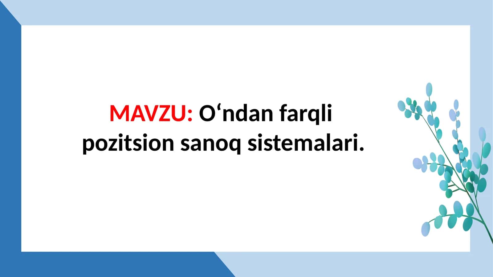 O'ndan farqli pozitsion sanoq sistemalari