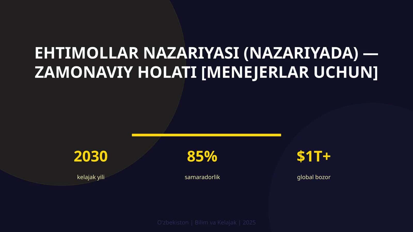 Ehtimollar nazariyasi (nazariyada) — zamonaviy holati [menejerlar uchun]