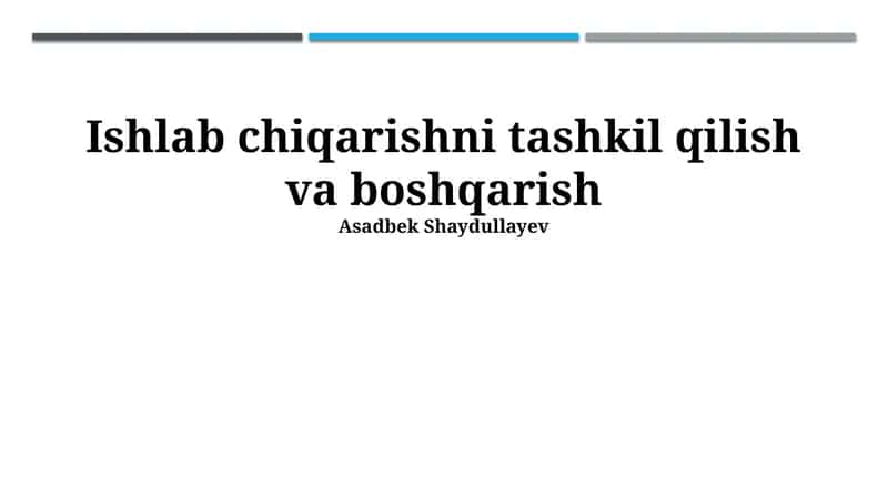 Xavfsizlik va mehnat muhofazasi