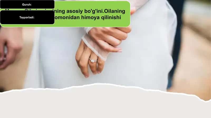 Oila jamiyatning asosiy bo'g'ini. Oilaning jamiyat va davlat tomonidan himoya qilinishi