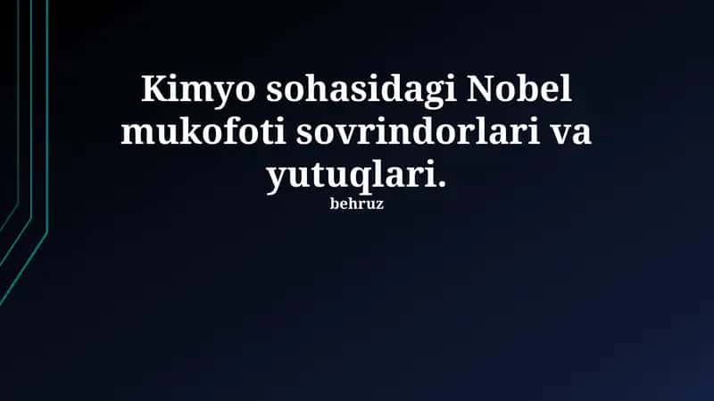 Nobel mukofoti Kimyo sohasida