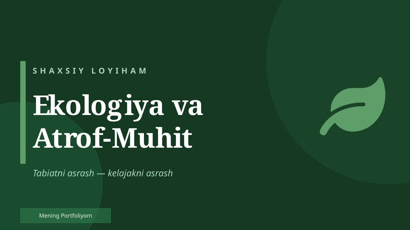 Ekologiya shaxsiy loyihasi