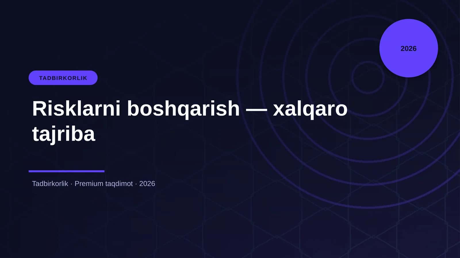 Risklarni boshqarish — xalqaro tajriba