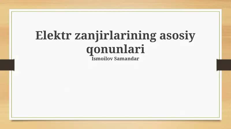 Elektr zanjirlarining asosiy qonunlari