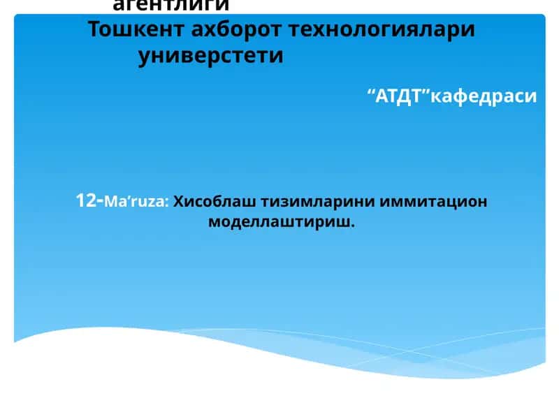 Хисоблаш тизимларини иммитацион моделлаштириш.