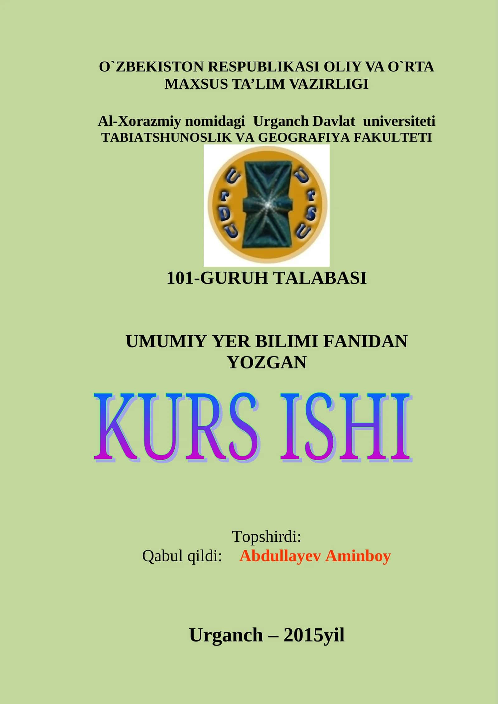 YERDA HAYOTNING PAYDO BO`LISHI VA TARQALISHI