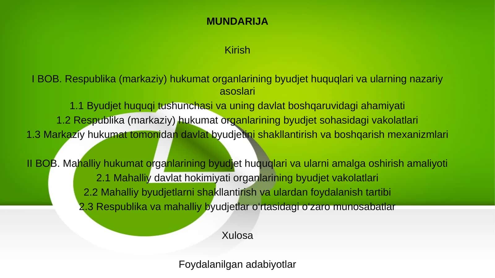 Respublika va mahalliy hokimiyati organlarining byudjet huquqlari 1