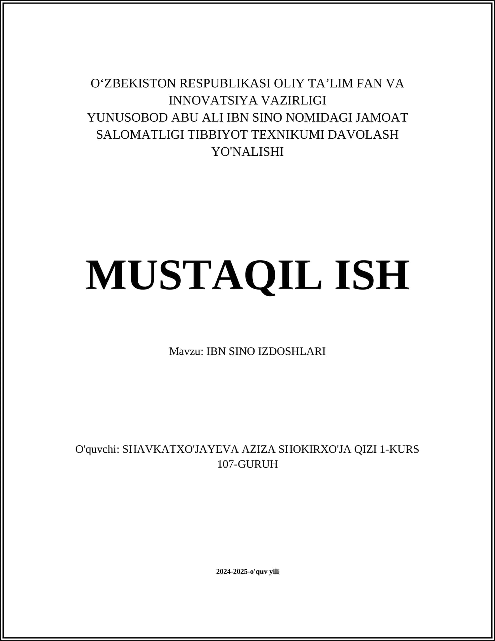 IBN SINO IZDOSHLARI