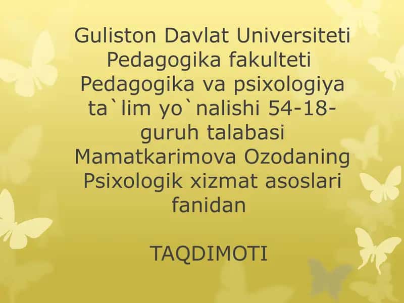 Psixologik maslahat va psixologik korreksiya haqida