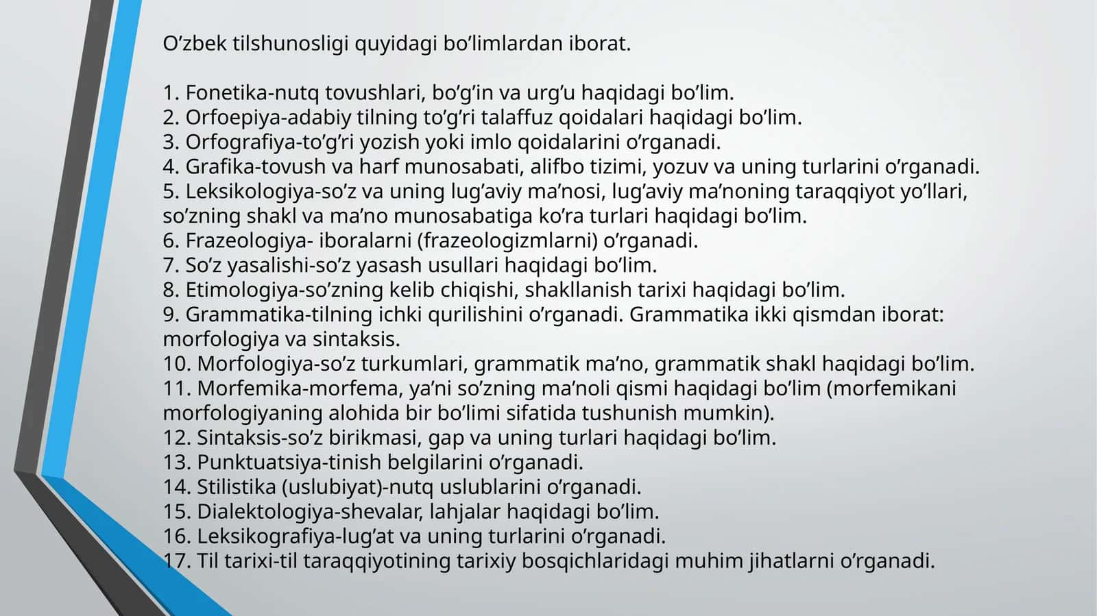 O'zbek tilshunosligi (Uzbek Linguistics)