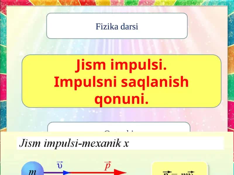 Jism impulsi. Impulsning saqlanish qonuni.