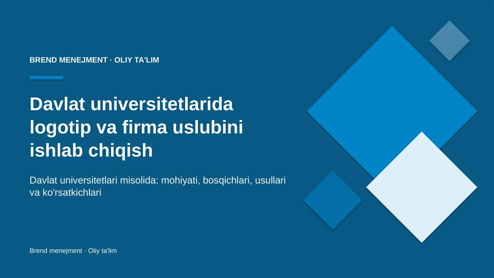 Davlat universitetlarida logotip va firma uslubini ishlab chiqish