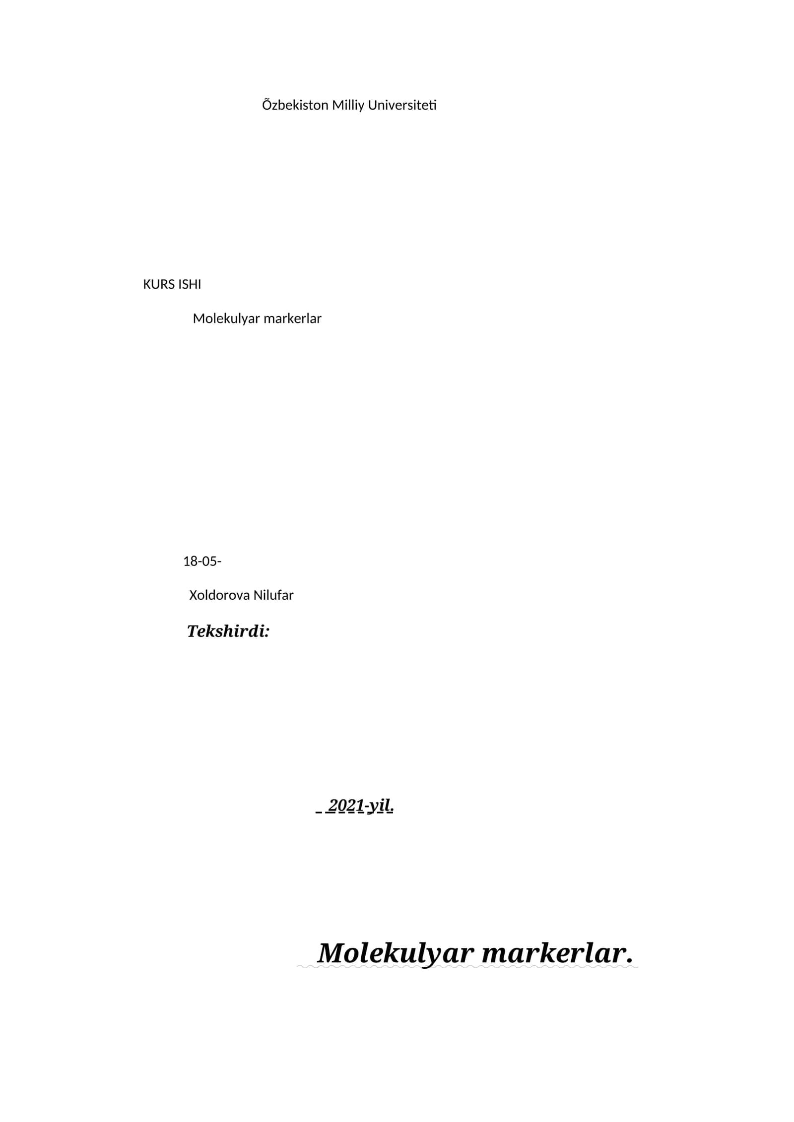 Molekulyar markerlar