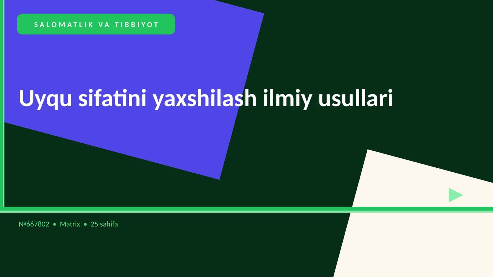 Uyqu sifatini yaxshilash ilmiy usullari