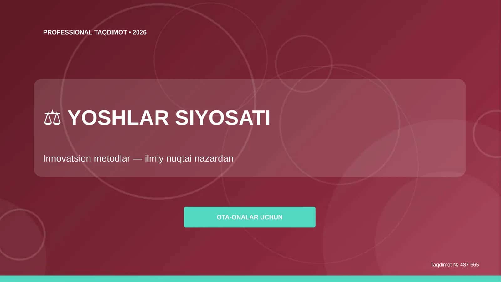 YOSHLAR SIYOSATI Innovatsion metodlar