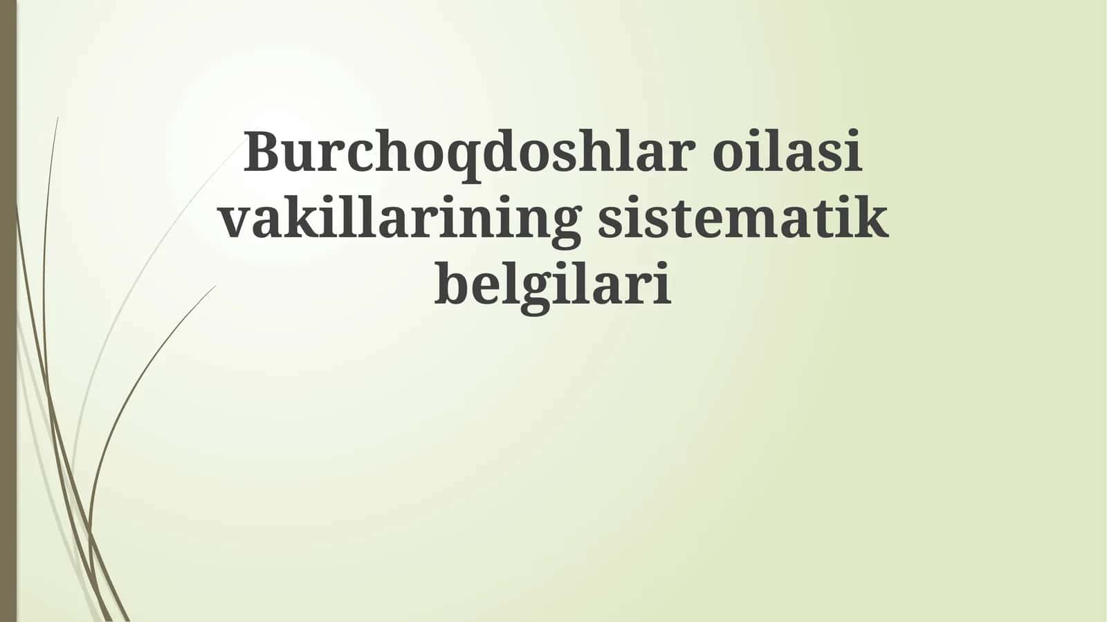 Burchoqdoshlar oilasining sistematik belgilari