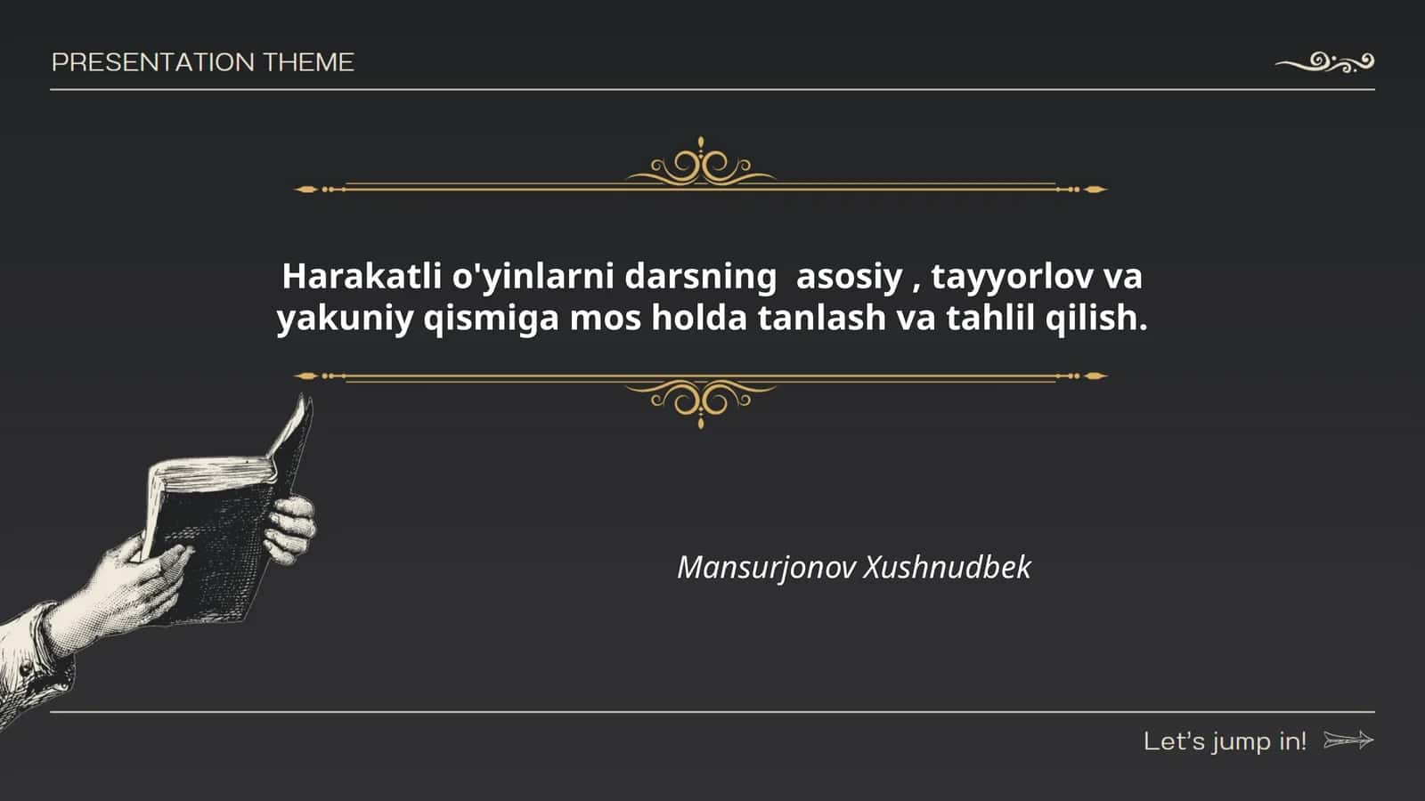 Harakatli o'yinlarni darsning asosiy, tayyorlov va yakuniy qismiga mos holda tanlash va tahlil qilish