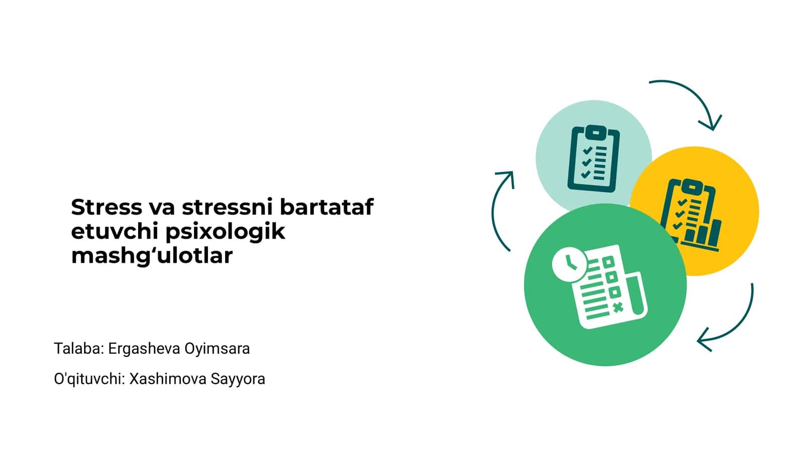 Stress va stressni bartataf etuvchi psixologik mashg‘ulotlar