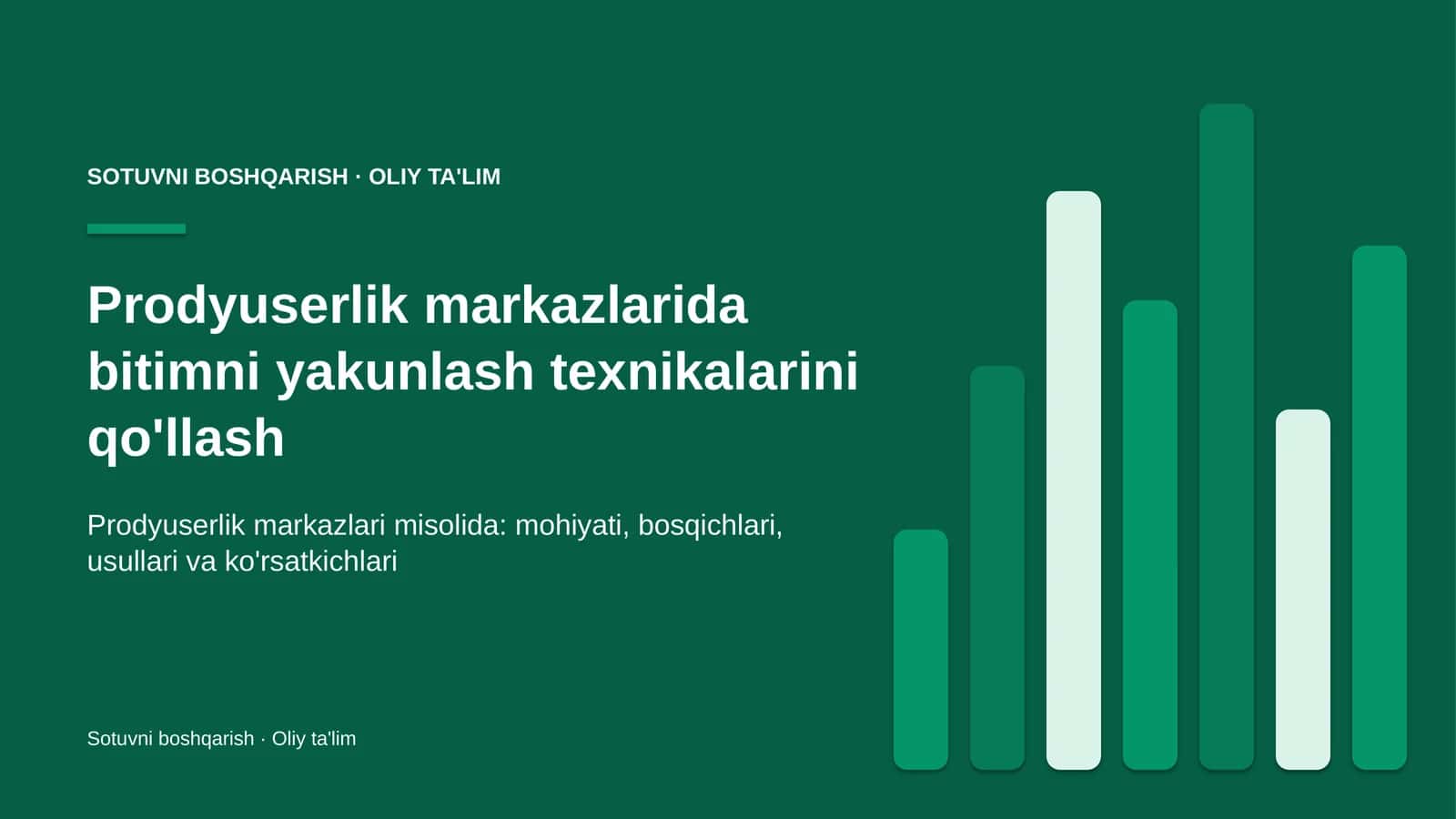 Prodyuserlik markazlarida bitimni yakunlash texnikalarini qo'llash