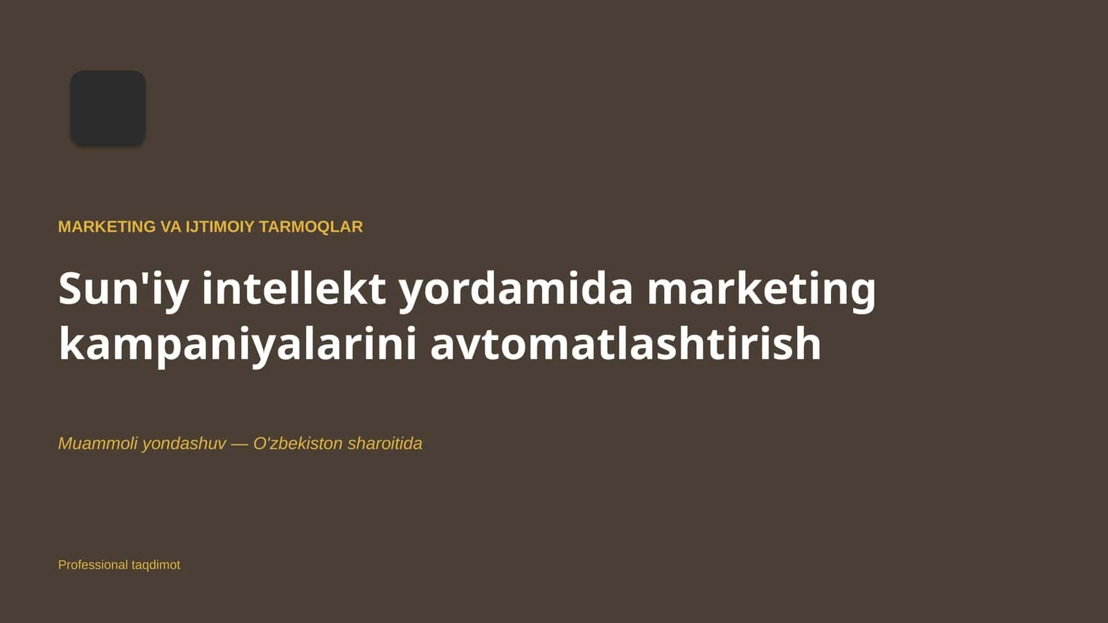 Marketing va ijtimoiy tarmoqlar