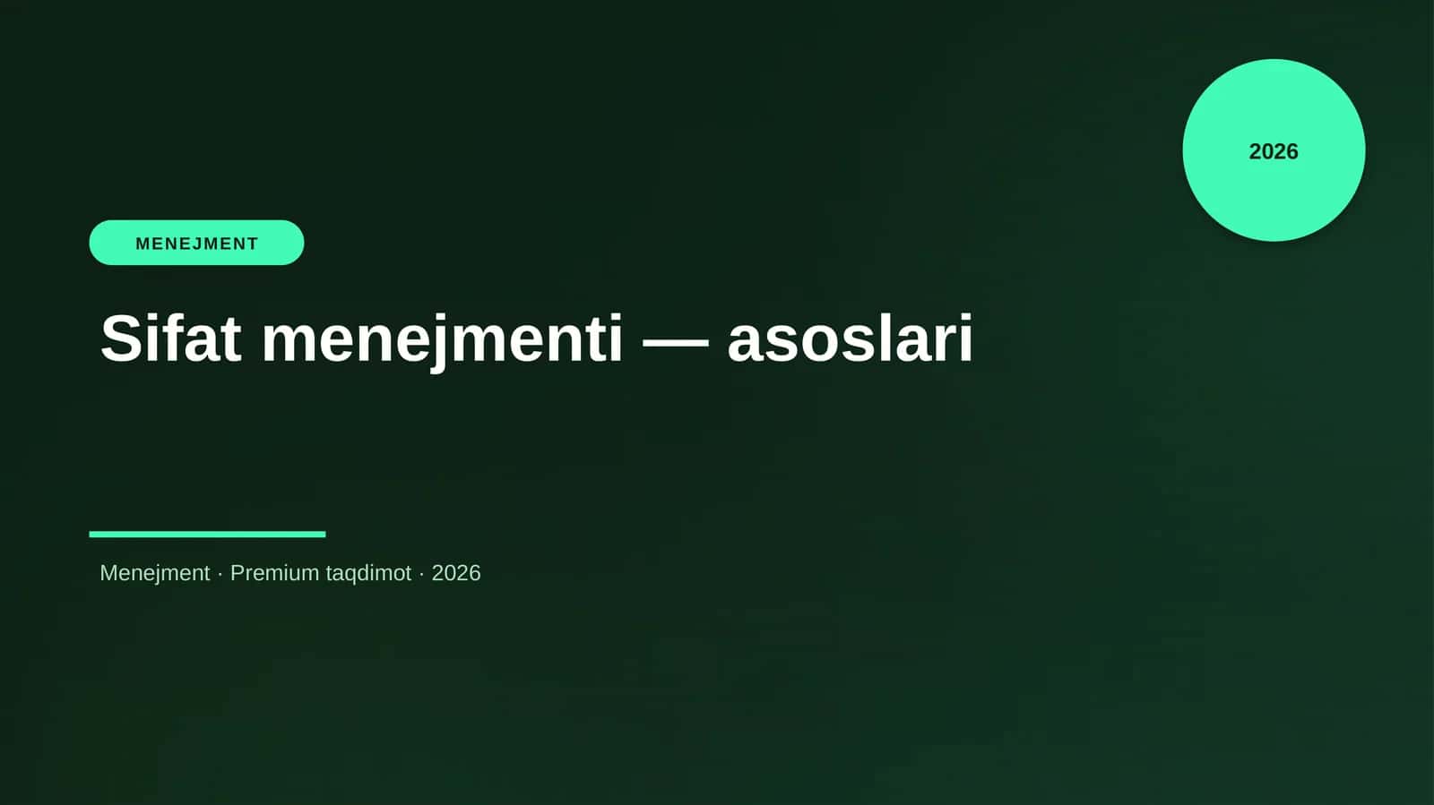 Sifat Menejmenti - Asoslari