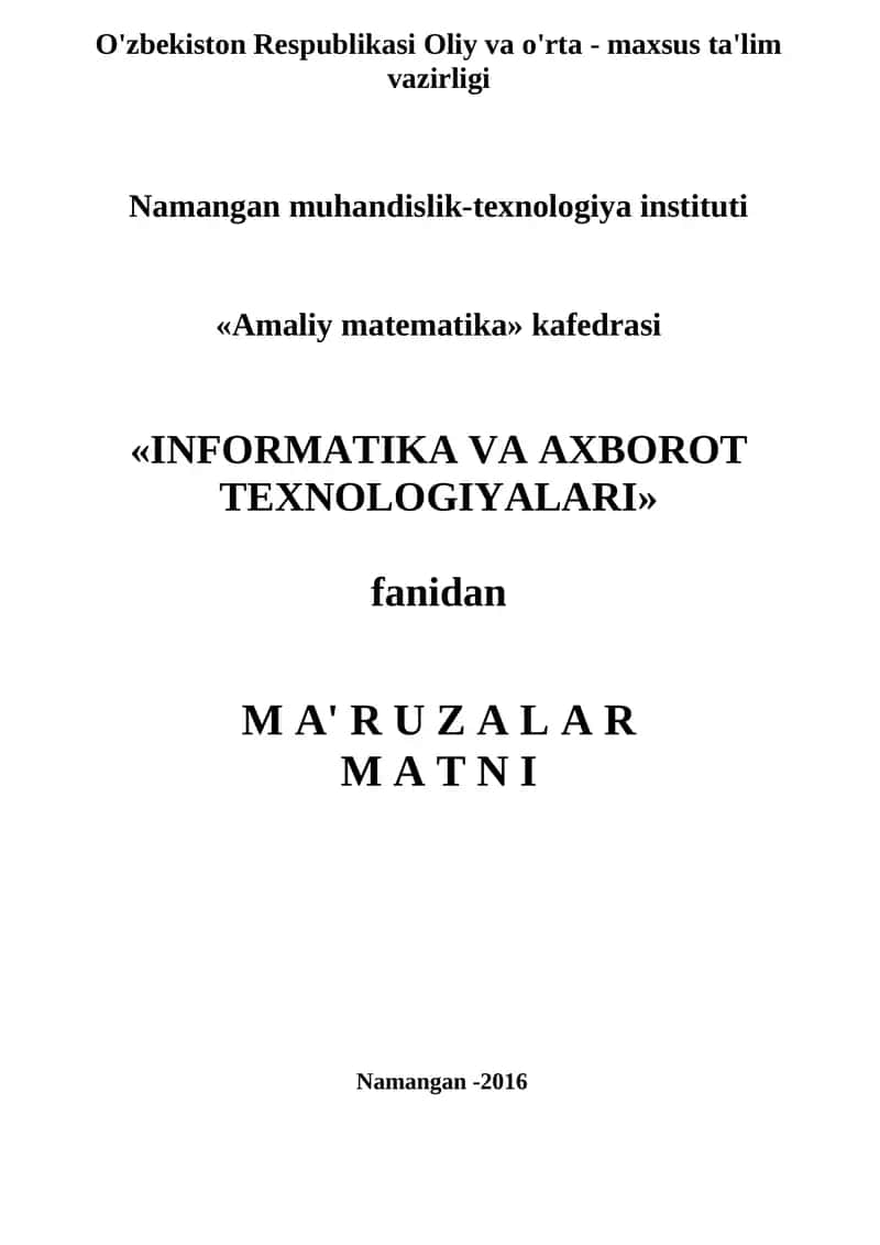 Amaliy matematika fanidan mаruzalar