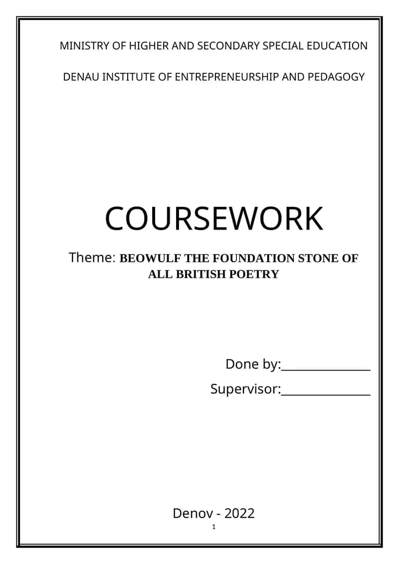 BEOWULF THE FOUNDATION STONE OF ALL BRITISH POETRY