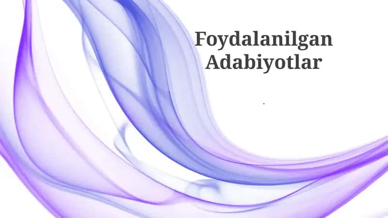 Foydalanilgan Adabiyotlar