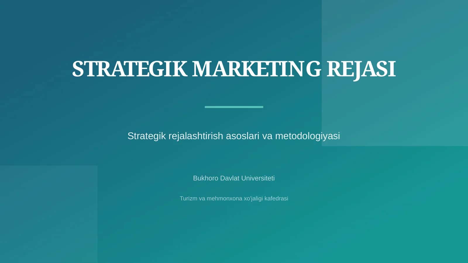 Strategik marketing rejasi
