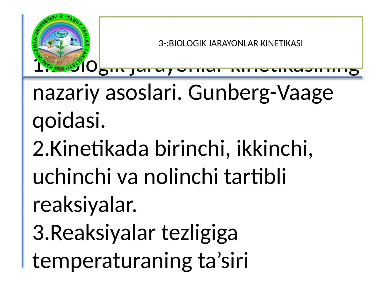 Biologik jarayonlar kinetikasi