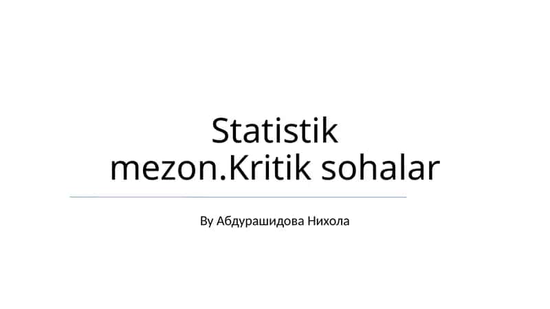 Statistik mezon.Kritik sohalar