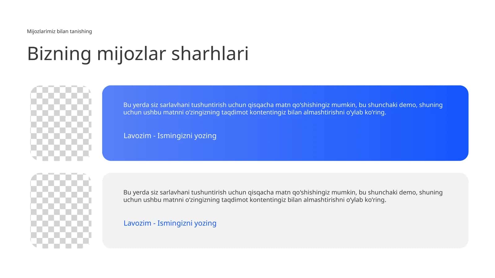 Zamonaviy Foydalanuvchilar Sharhlari Taqdimoti (13 Slayd)