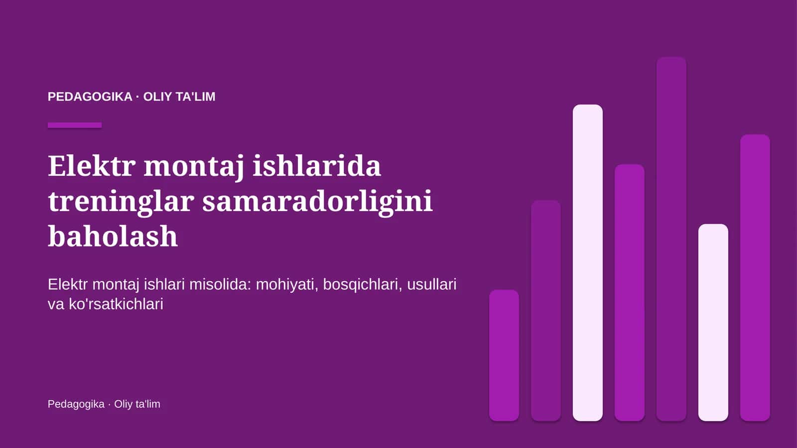 Elektr montaj ishlarida treninglar samaradorligini baholash
