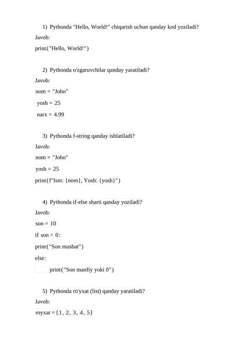 Pythonda f-string qanday ishlatiladi?
