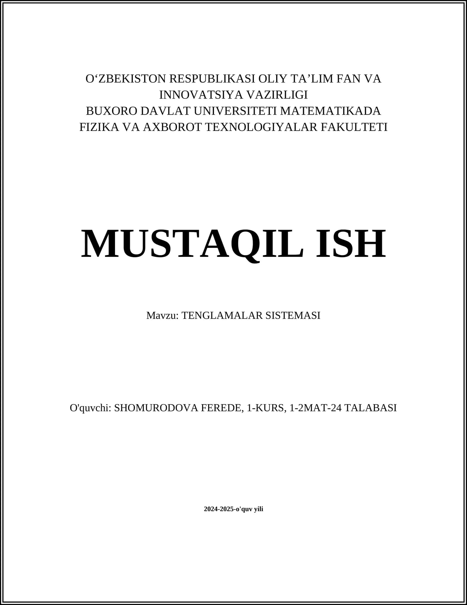 TENGLAMALAR SISTEMASI