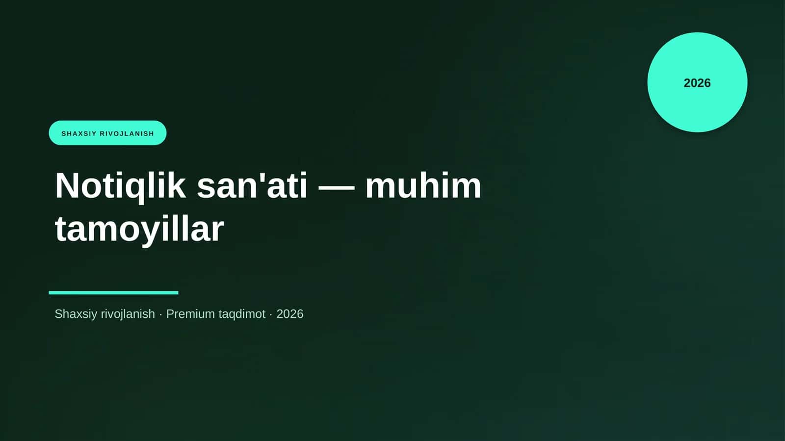 Notiqlik san'ati — muhim tamoyillar