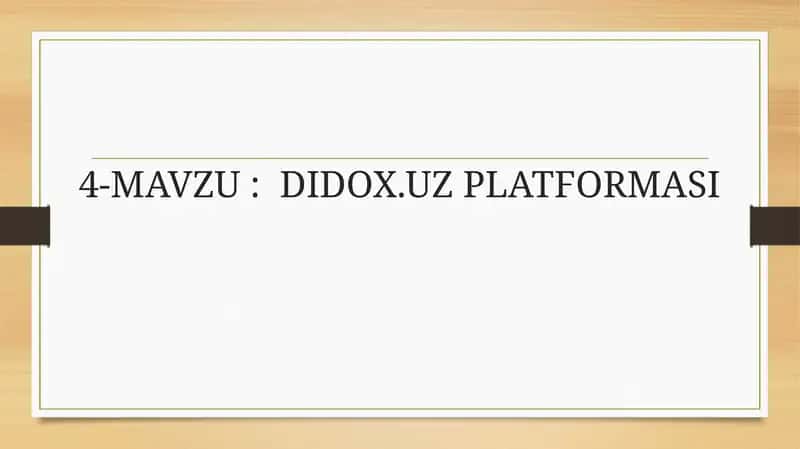 DIDOX.UZ PLATFORMASI