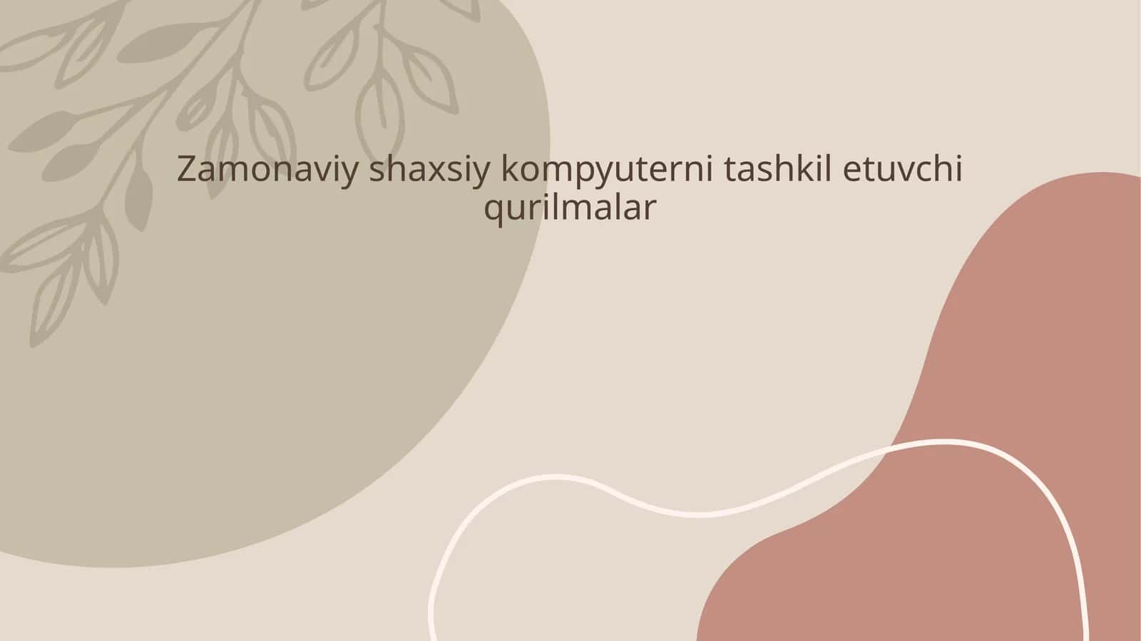 Zamonaviy shaxsiy kompyuter tashkilotuvchi qurilmalar
