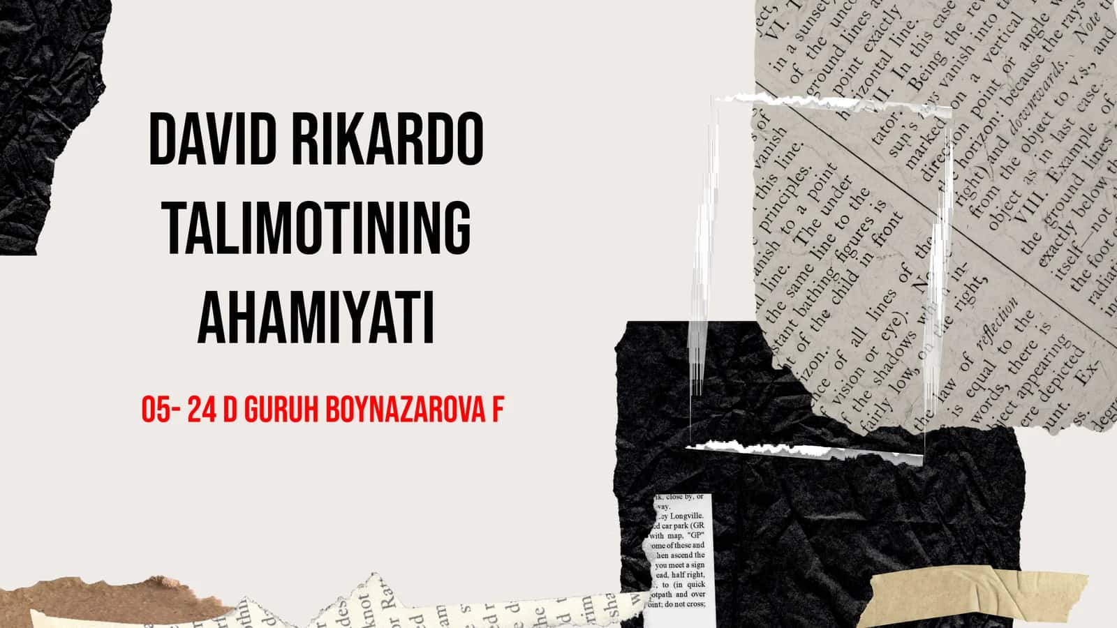 David Rikardo talimotining ahamiyati