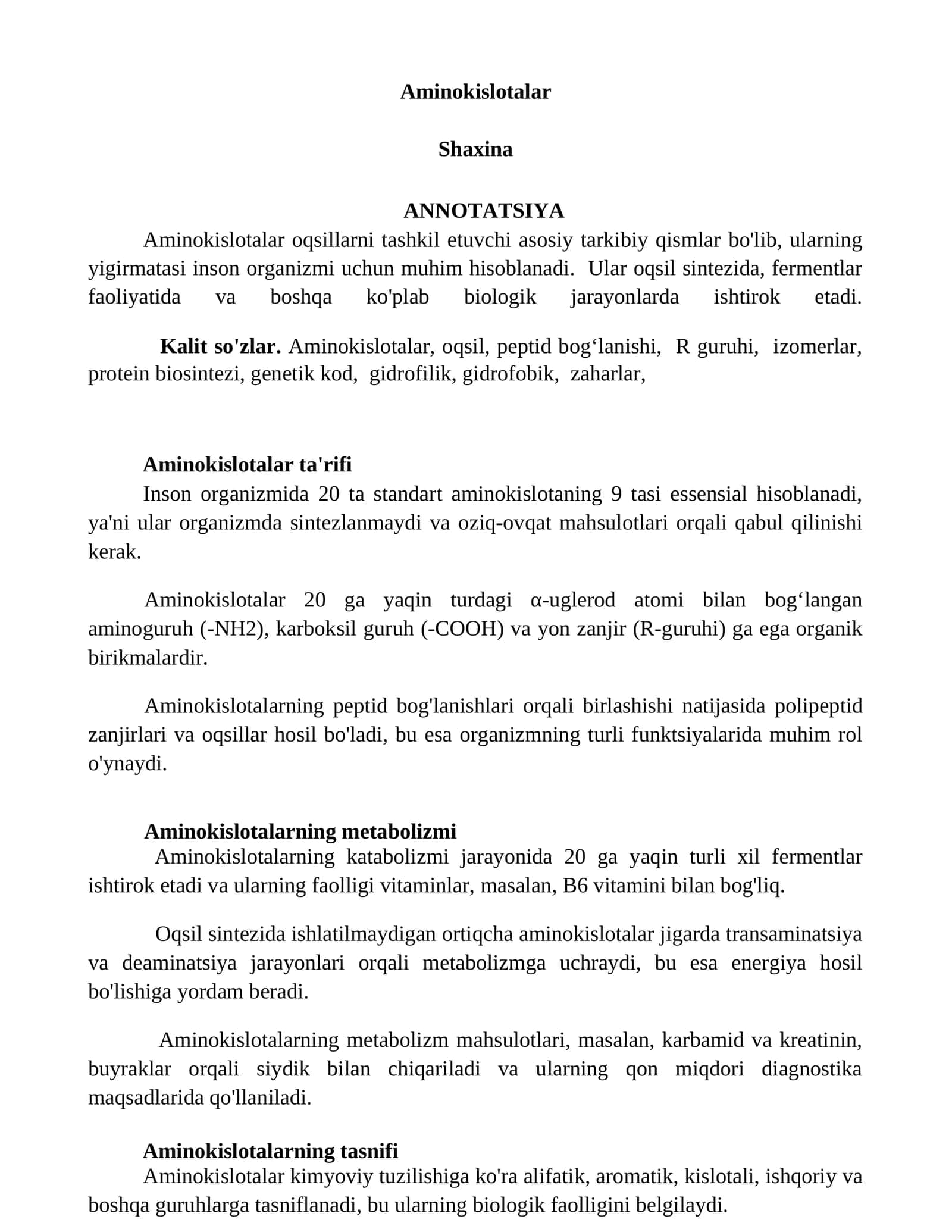 Aminokislotalar