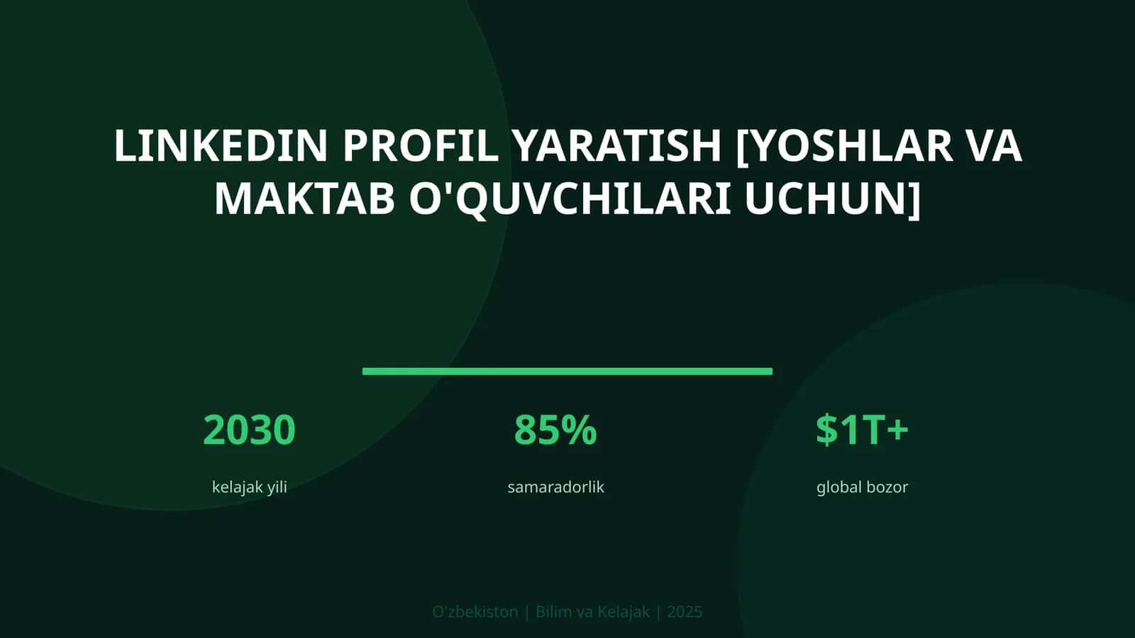 LinkedIn profil yaratish [yoshlar va maktab o'quvchilari uchun]