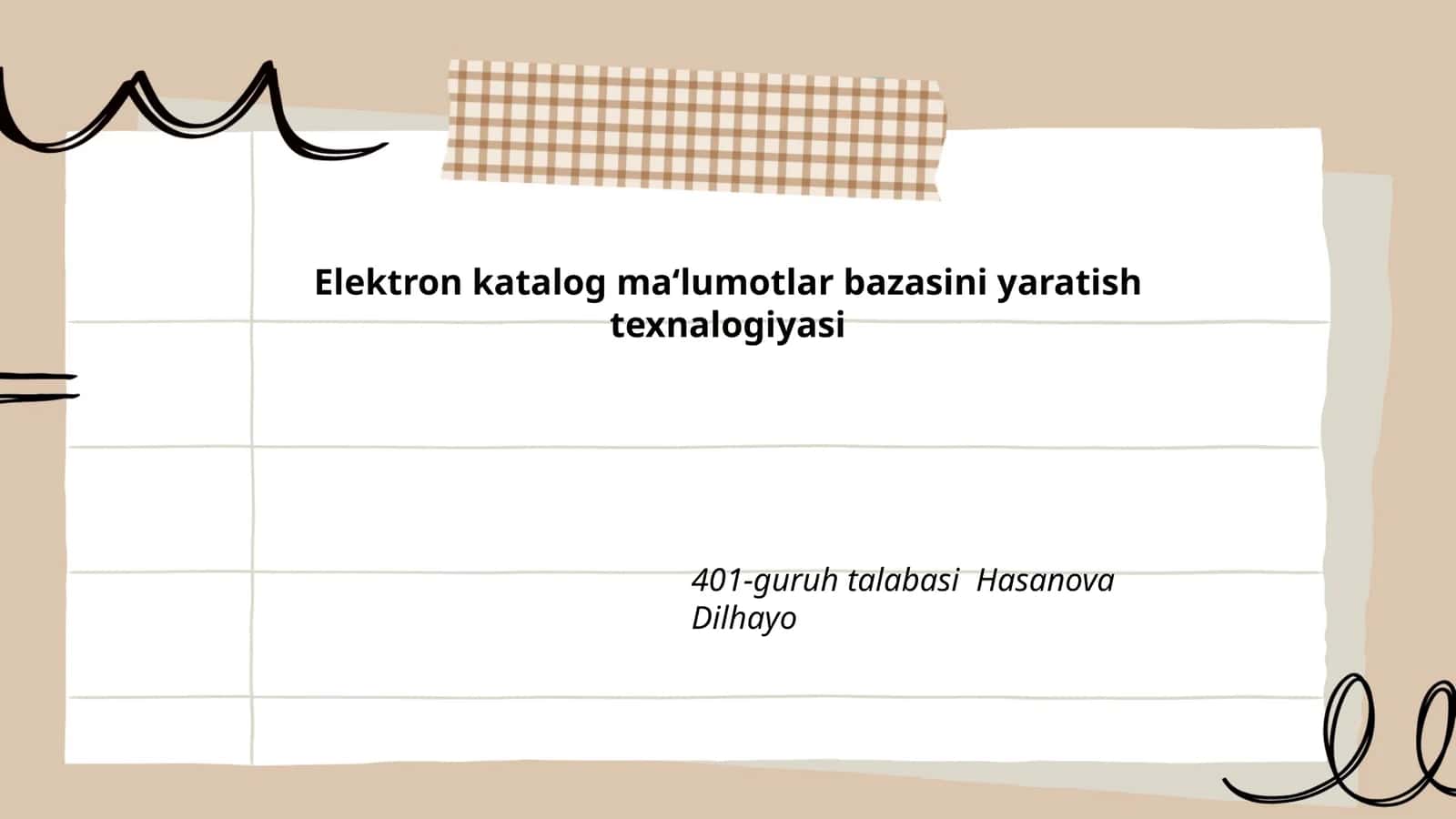 Elektron katalog ma‘lumotlar bazasini yaratish texnalogiyasi