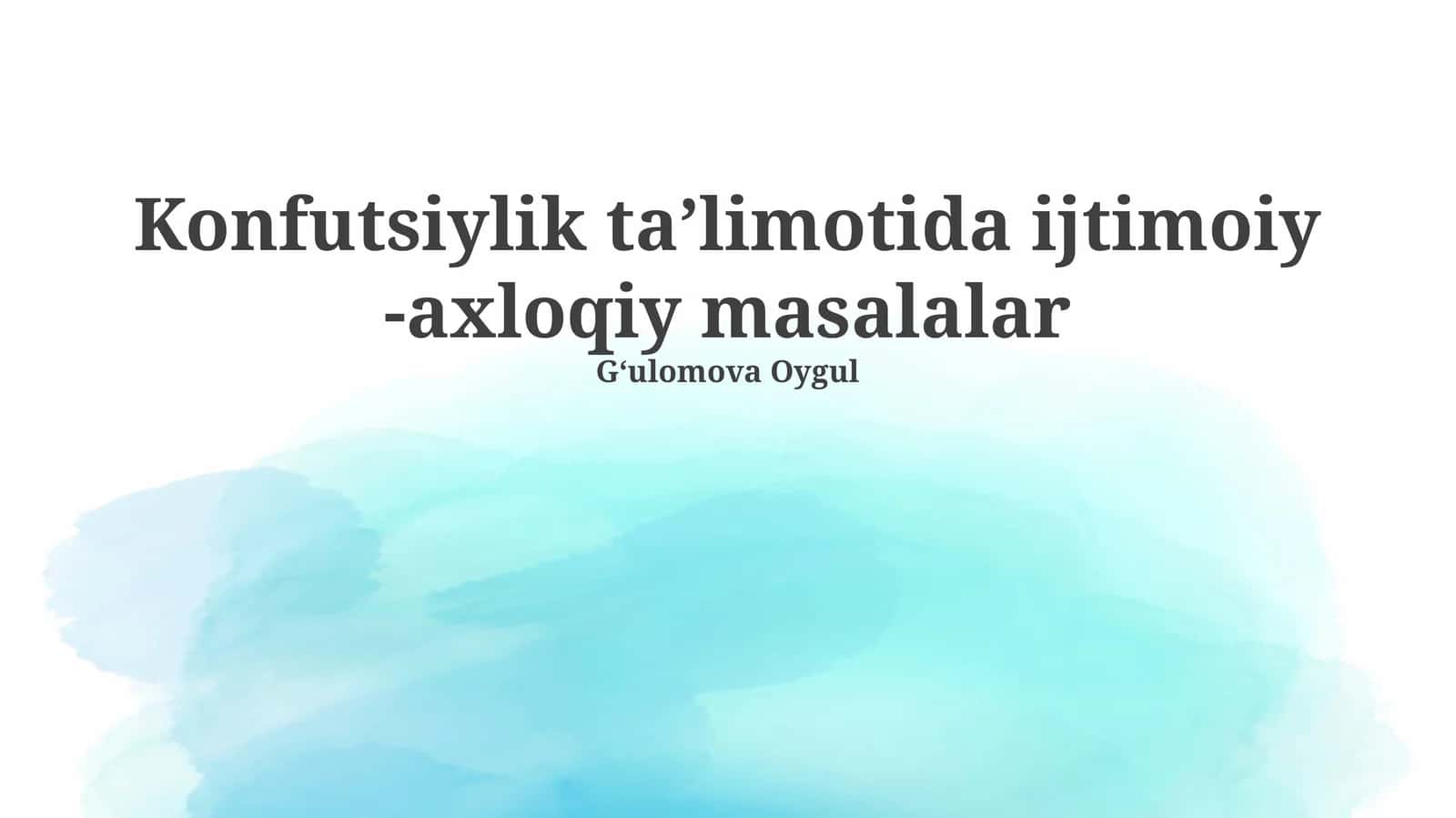 Konfutsiylik taʼlimotida ijtimoiy -axloqiy masalalar