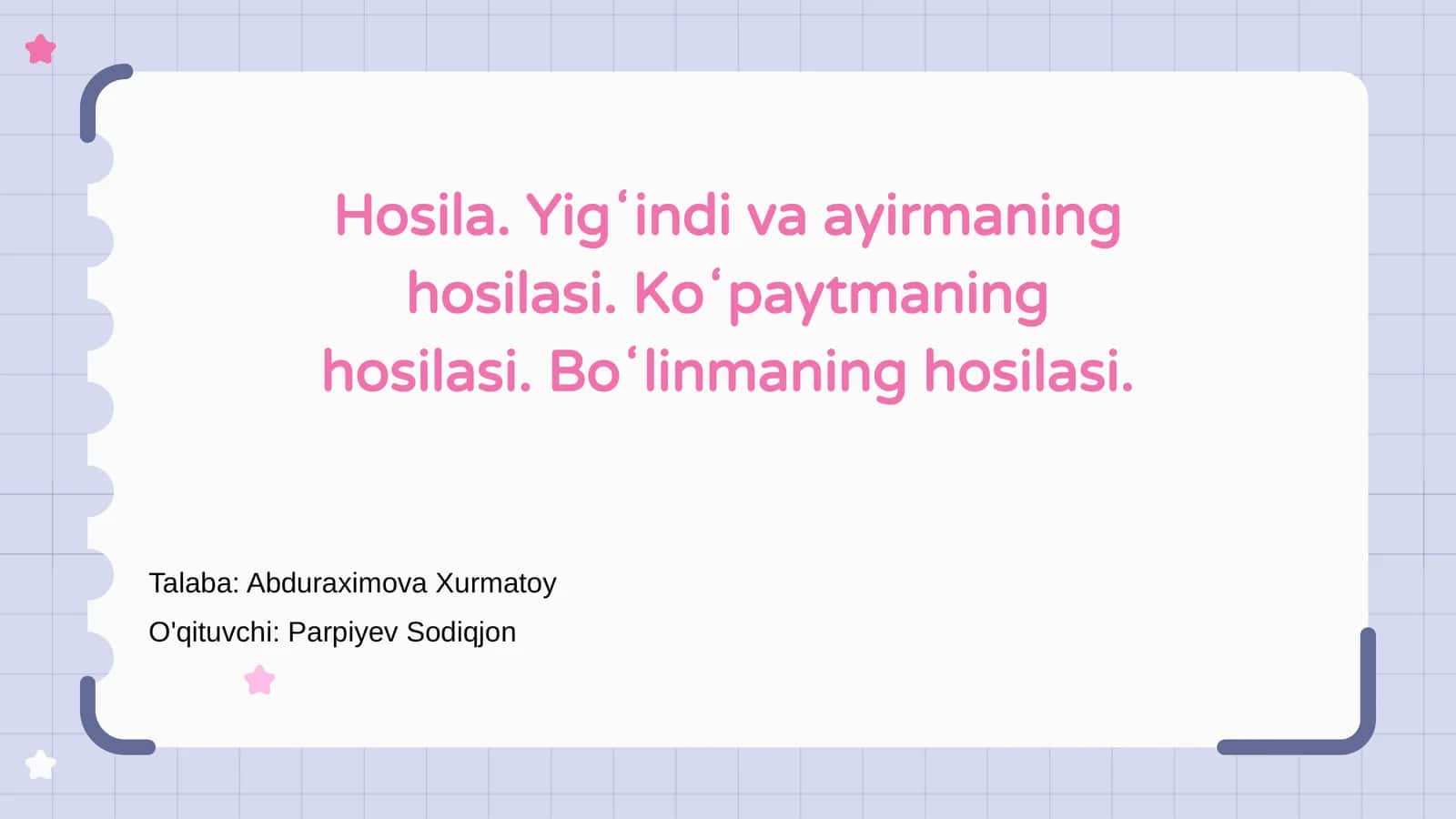 Hosila va uning turlari