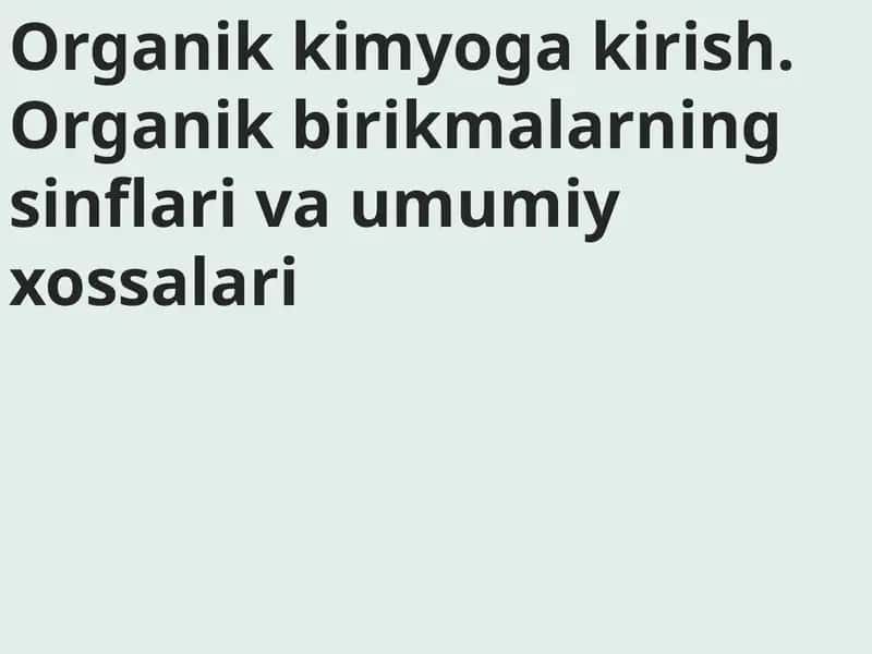 Organik kimyoga kirish