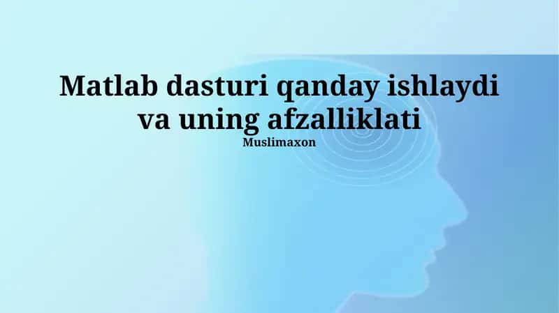Matlab dasturi qanday ishlaydi va uning afzalliklati